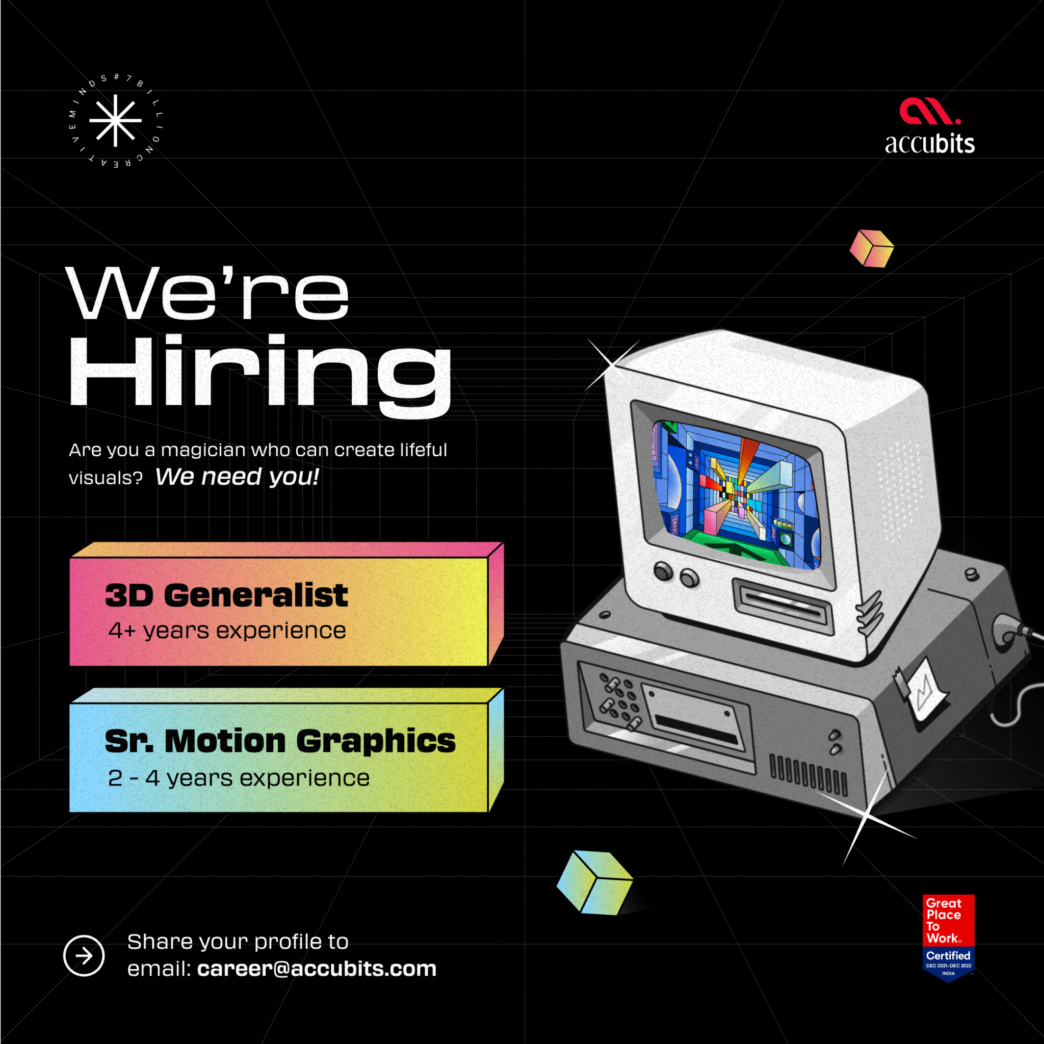 Hiring 3D Generalist and Sr. Motion Graphics